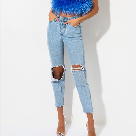 AKIRA Tops - COPY - Faux Fur Tube Top (royal blue) 💙